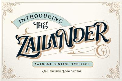 Zailander - Vintage Font + Logo Set Free Download