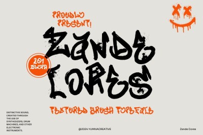 Zande Cores - Textured Brush Font