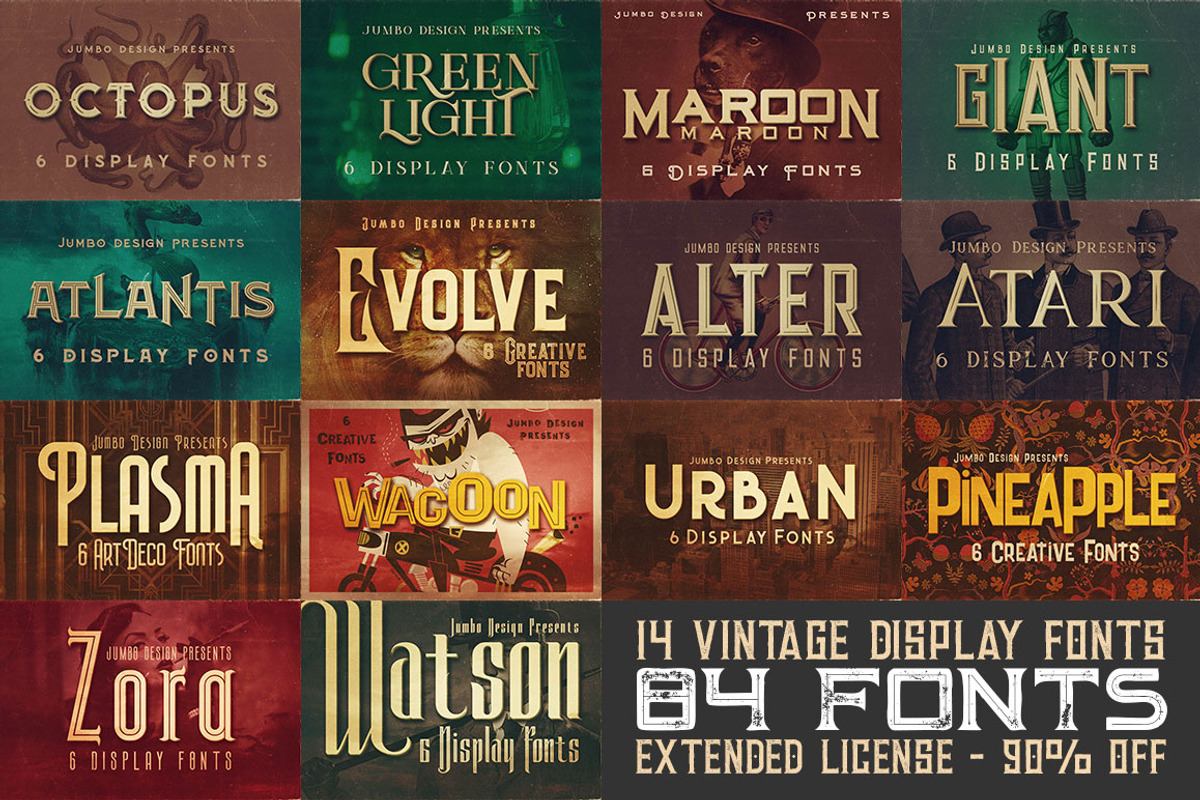 SALE 14 Display Fonts - 84 Fonts Free Download Free Download