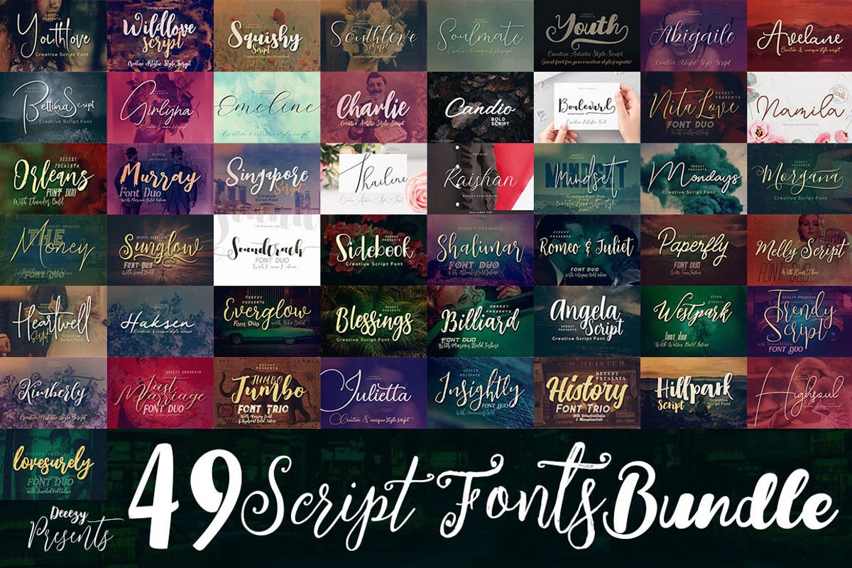 SALE 49 Script Fonts Bundle Free Download Free Download