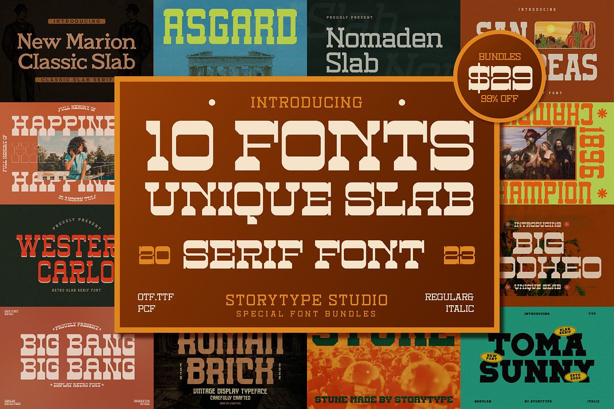 SALE ! Unique Slab Serif Font Bundle Free Download Free Download