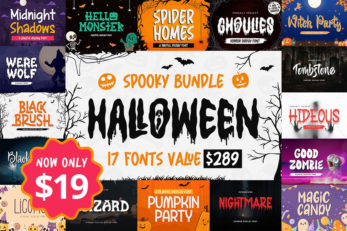 Spooky Bundle | 17 Halloween Fonts Free Download Free Download