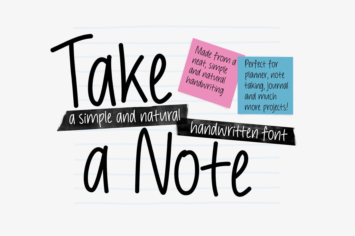 Take a Note - handwritten font Free Download Free Download