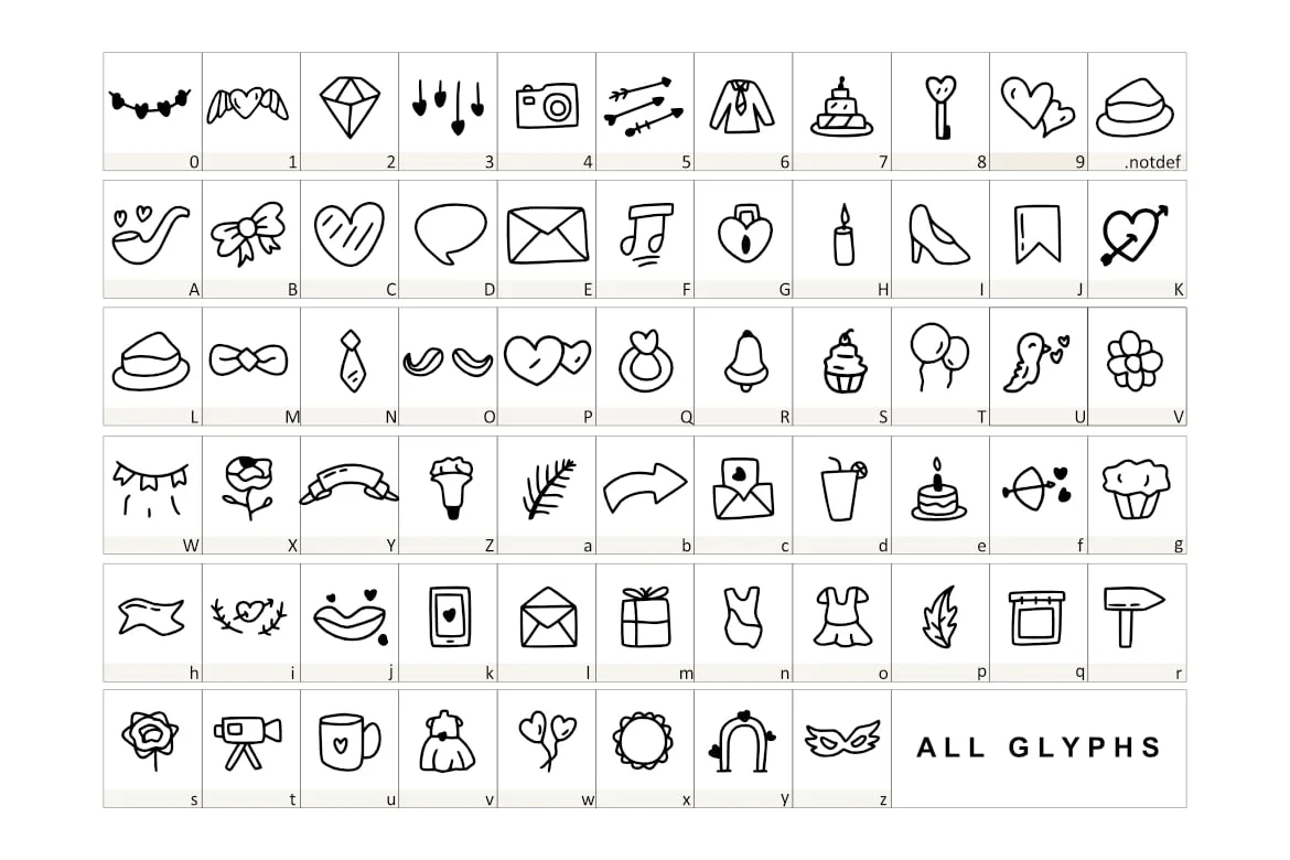 Wedding Dingbat Font