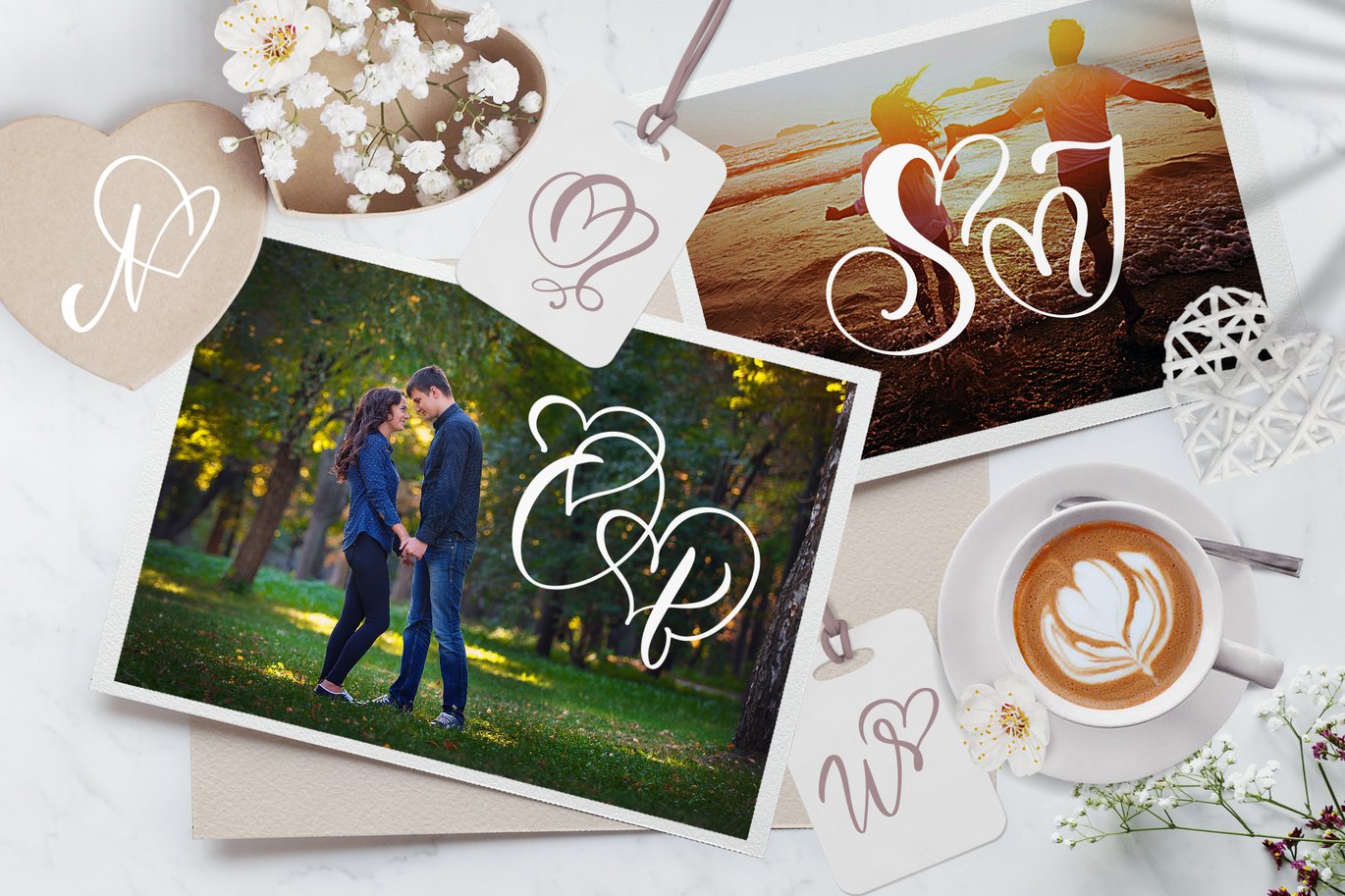 Wedding Heart Monogram Font Free Download