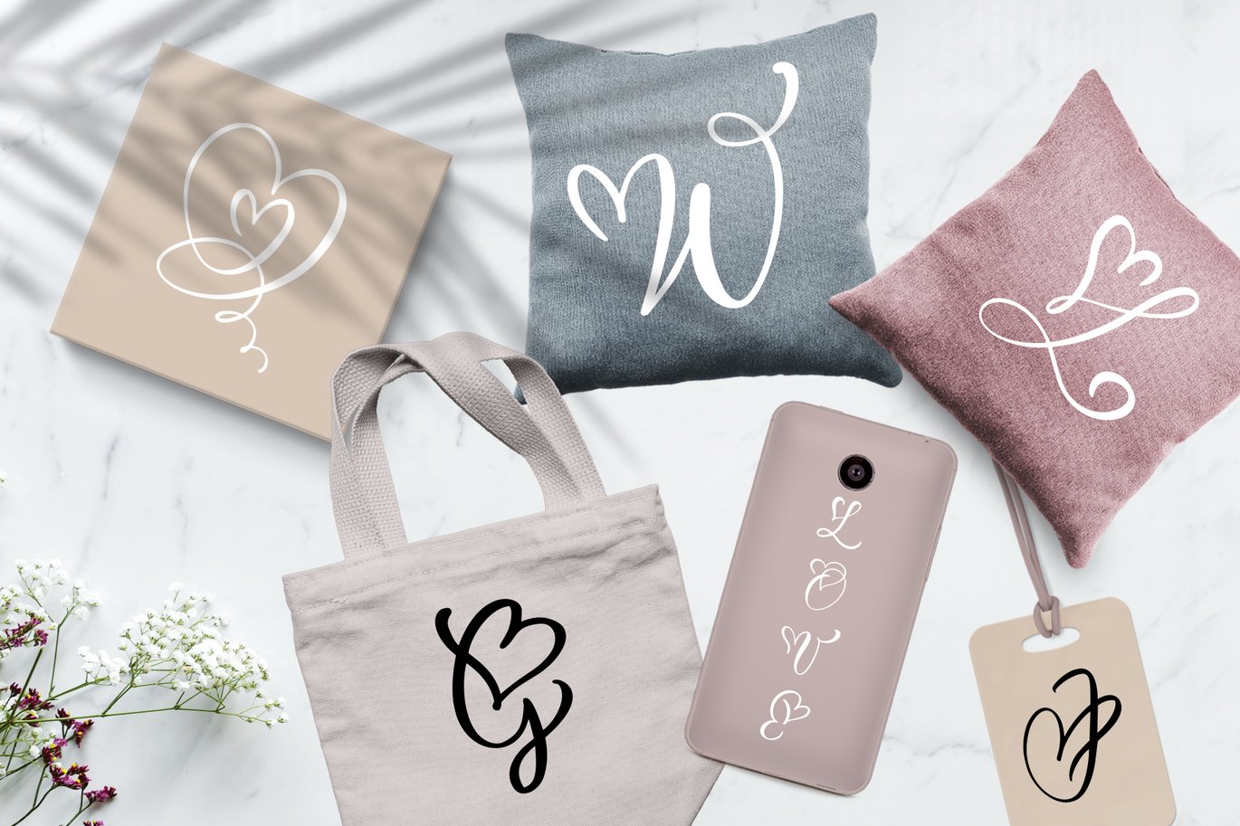 Wedding Heart Monogram Font Free Download