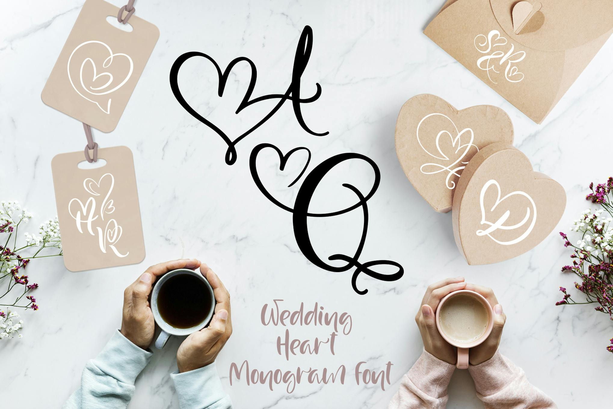 Wedding Heart Monogram Font Free Download