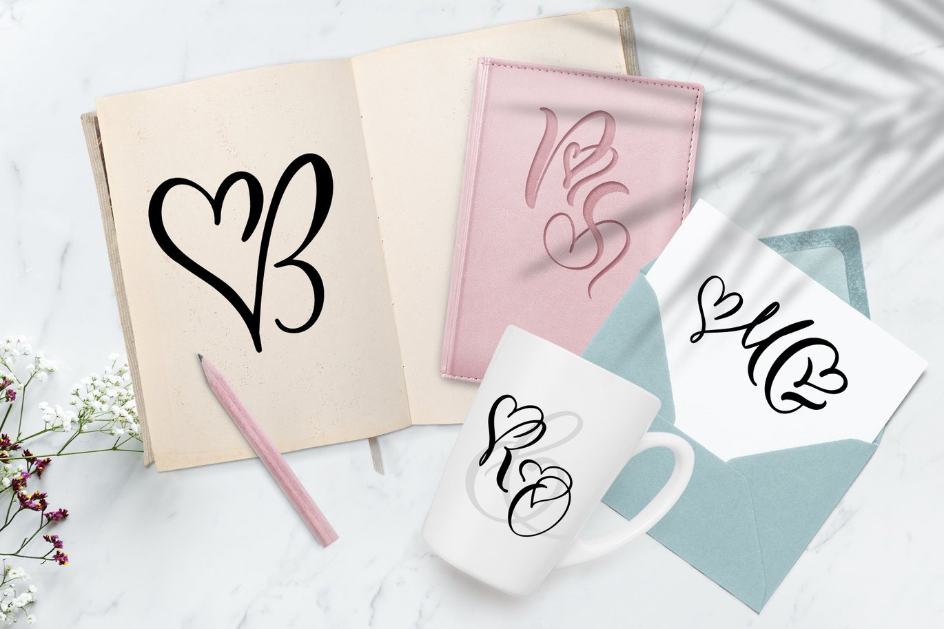 Wedding Heart Monogram Font Free Download